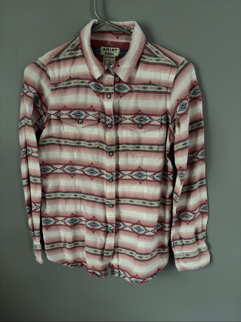 Ariat Men’s Red & Teal Aztec Stripe Button-Down Shirt